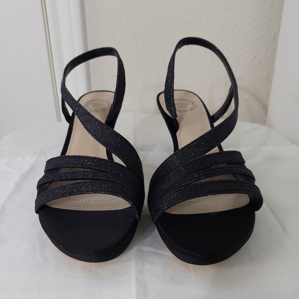 NWOB I. Miller Black Strappy Sparkly Slingback Kitten Heels Size 6 - Picture 10 of 10